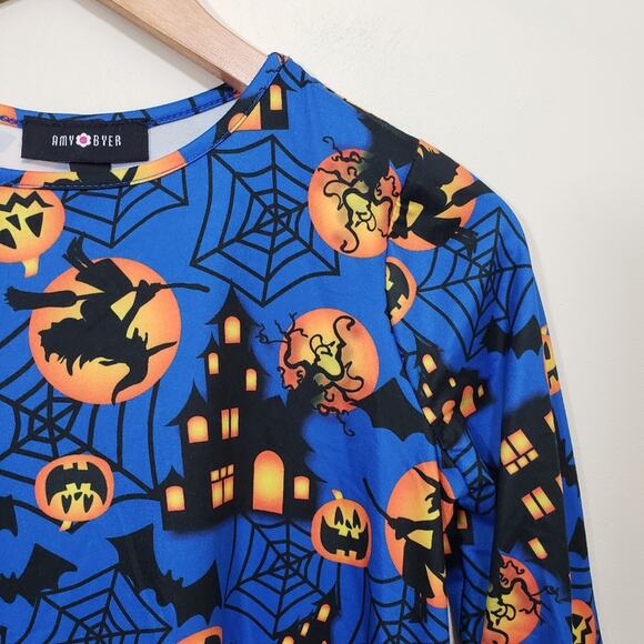 Amy Byer NWT Halloween dress with haunted house, bat, spiderweb girls size large - Picture 3 of 7